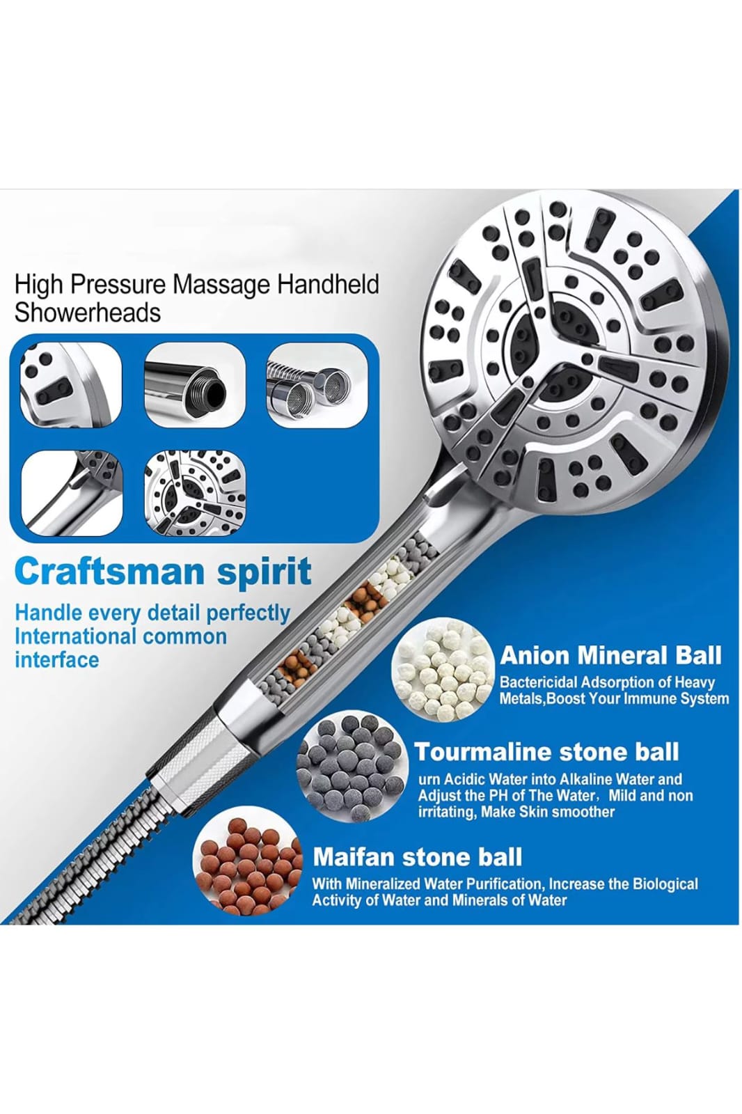 رأس دوش عالي الضغط مع فلتر معدني