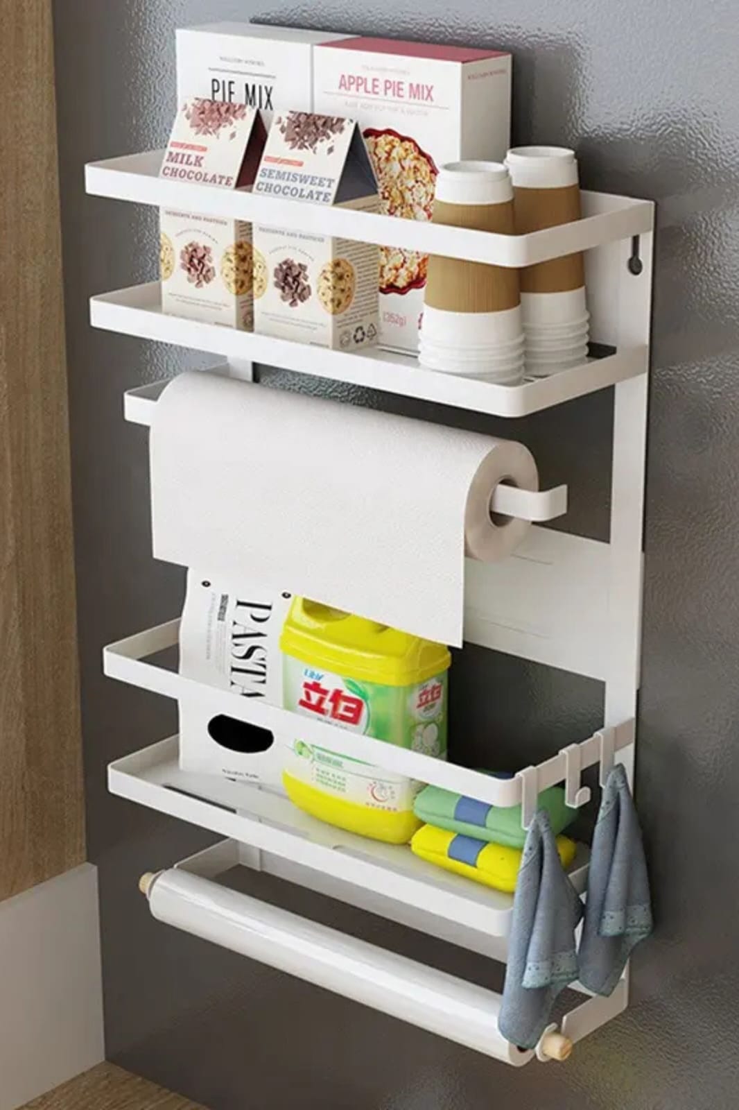 رف مطبخ متعدد الاستخدامات _تصميم جداري عملي لتوفير المساحة