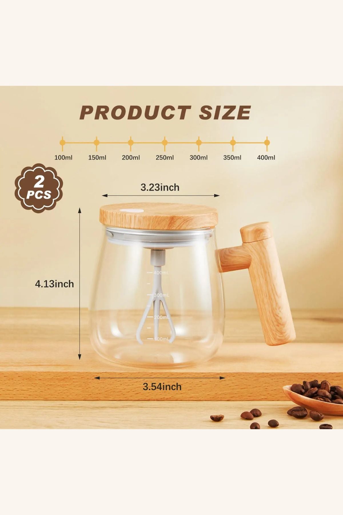 كوب تحريك أوتوماتيكي بتصميم خشبي أنيق