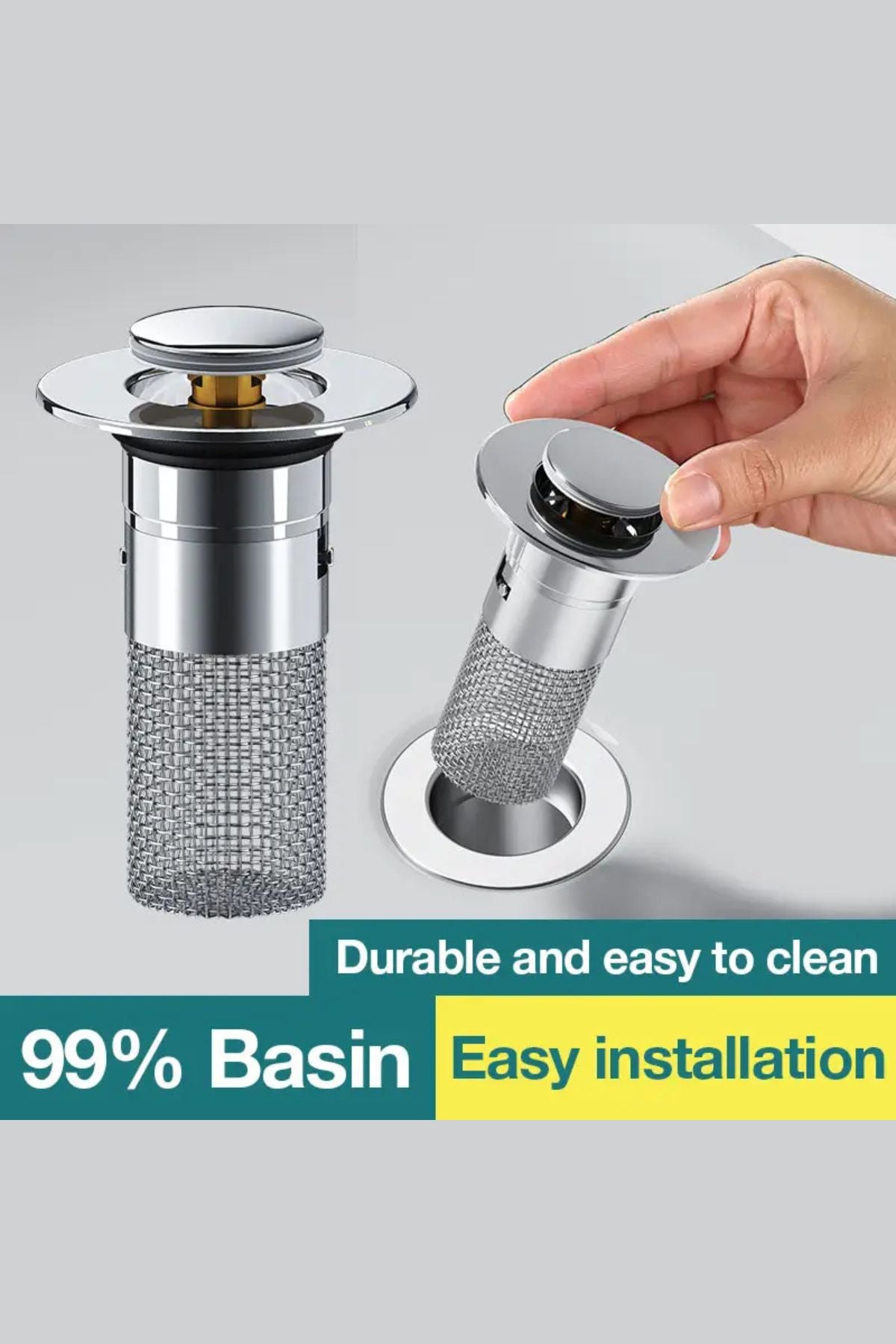 سدادة مغسلة بتصفية مزدوجة من الستانلس ستيل