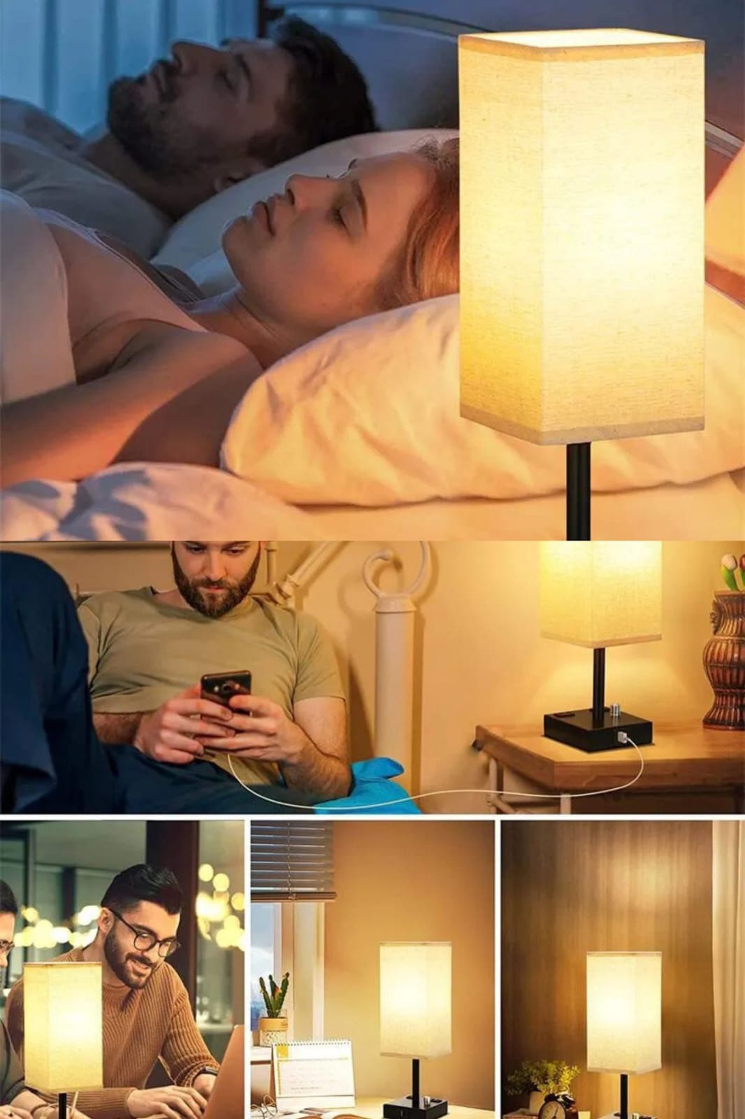 USBمصباح طاولة ذكي باضاءة قابلة للتعديل ومنفذ شحن