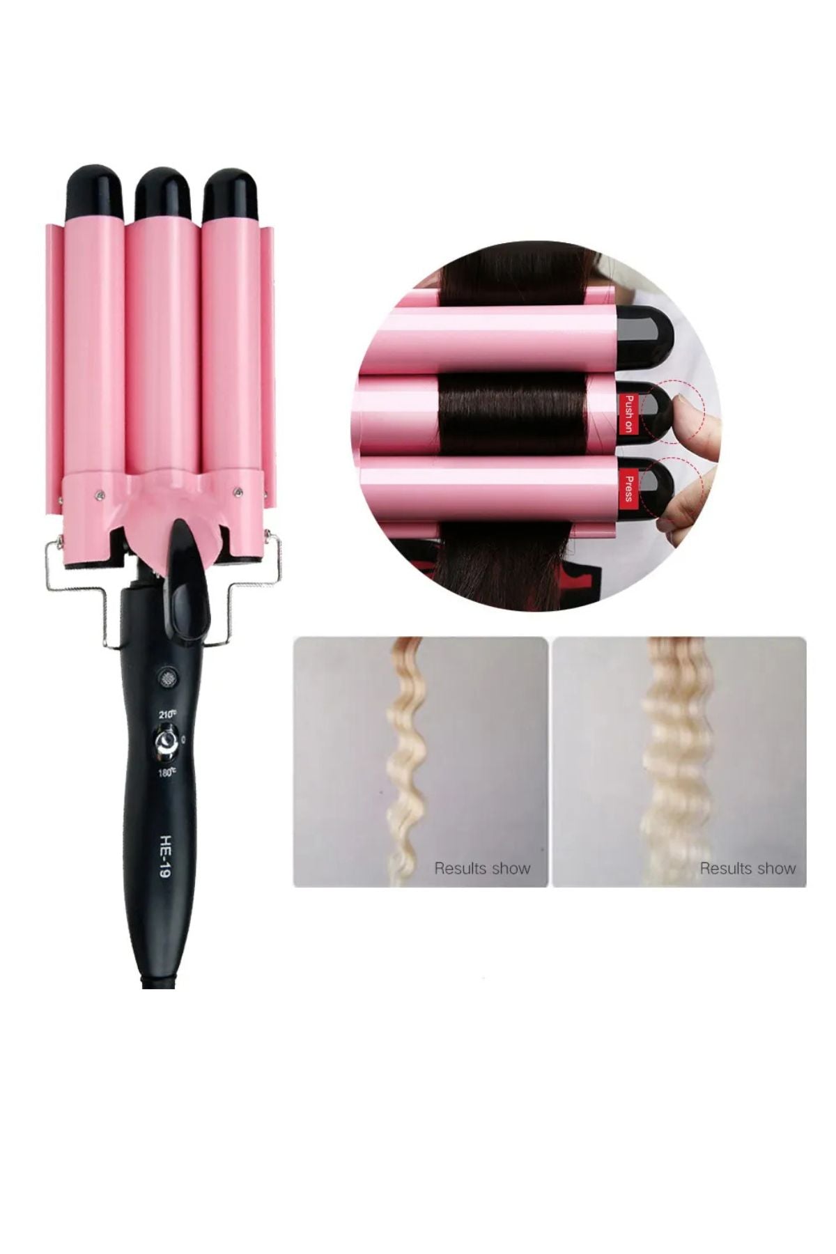 جهاز تمويج الشعر ثلاثي الأنابيب بدرجة قابلة للتحكم